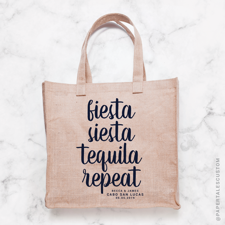 Fiesta, Siesta, Tequila, Repeat, Tote Bag Design