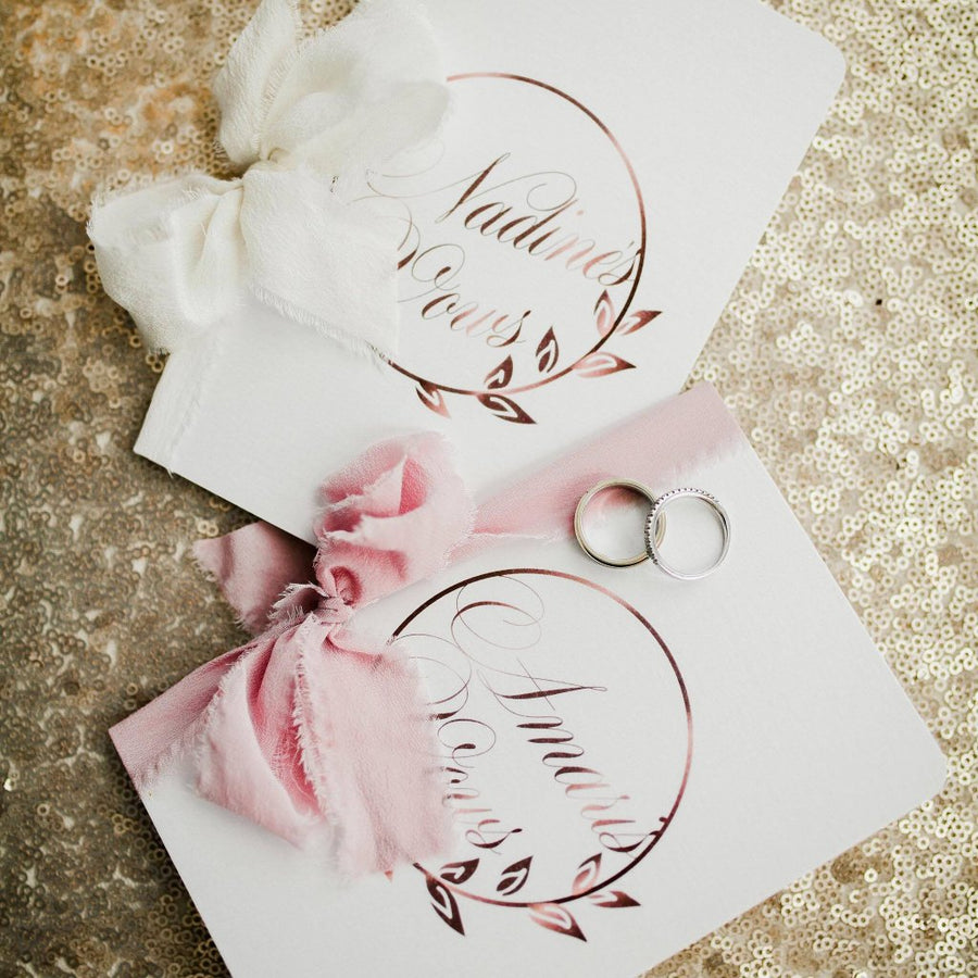 Vow Books with Handmade Silk Ribbon