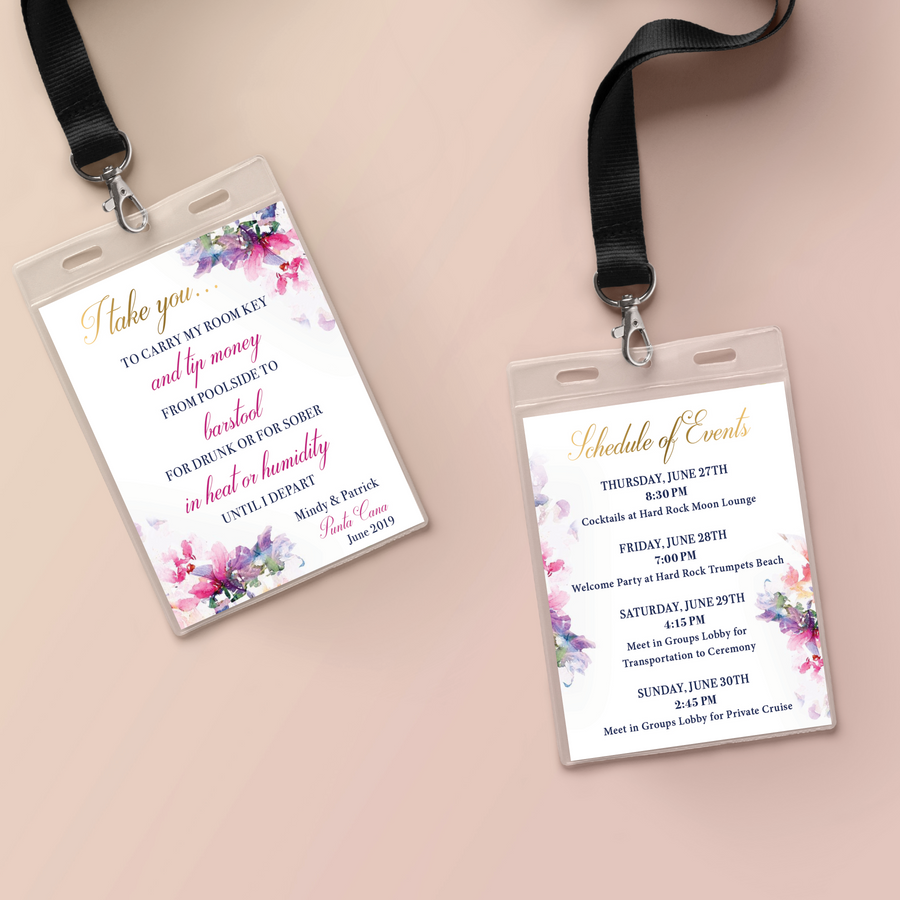 Wedding Key Card Holder Inserts