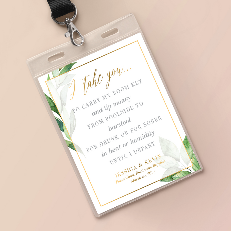 Wedding Key Card Holder Inserts