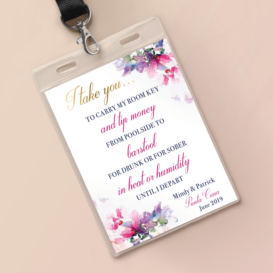 Wedding Key Card Holder Inserts