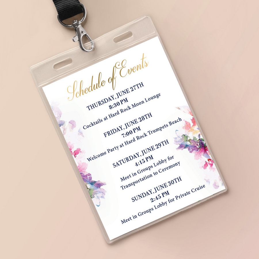 Wedding Key Card Holder Inserts