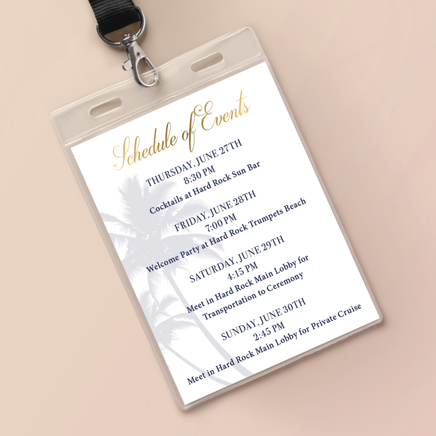 Wedding Key Card Holder Inserts