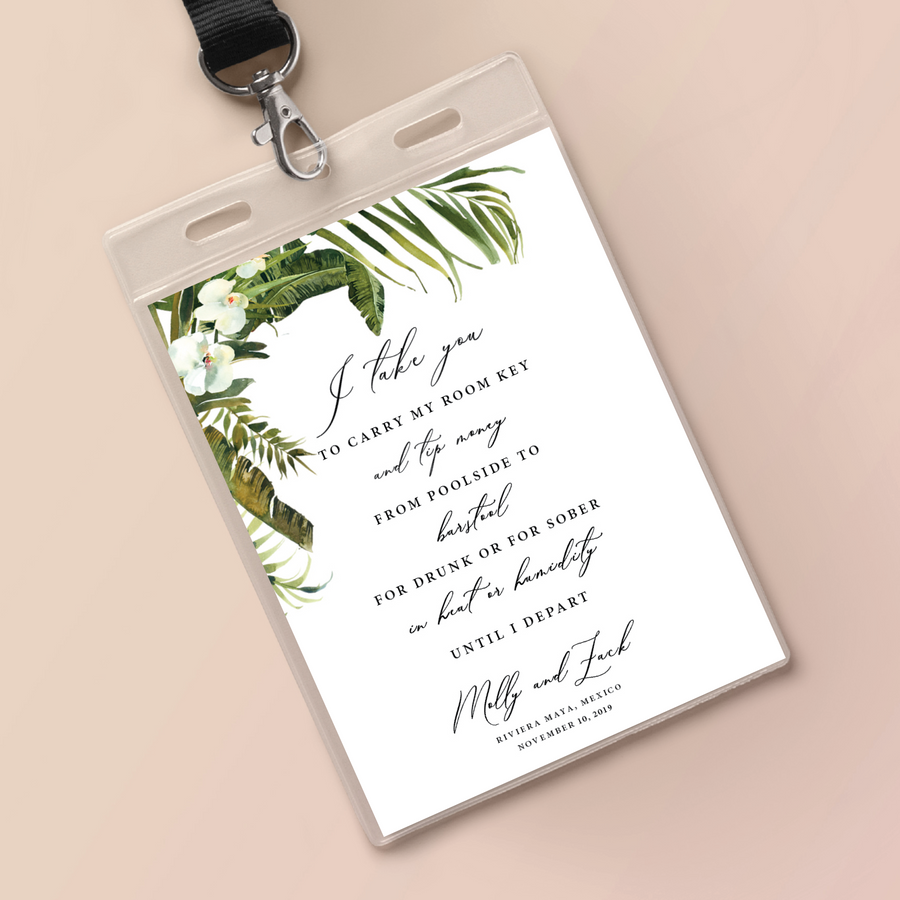 Wedding Key Card Holder Inserts